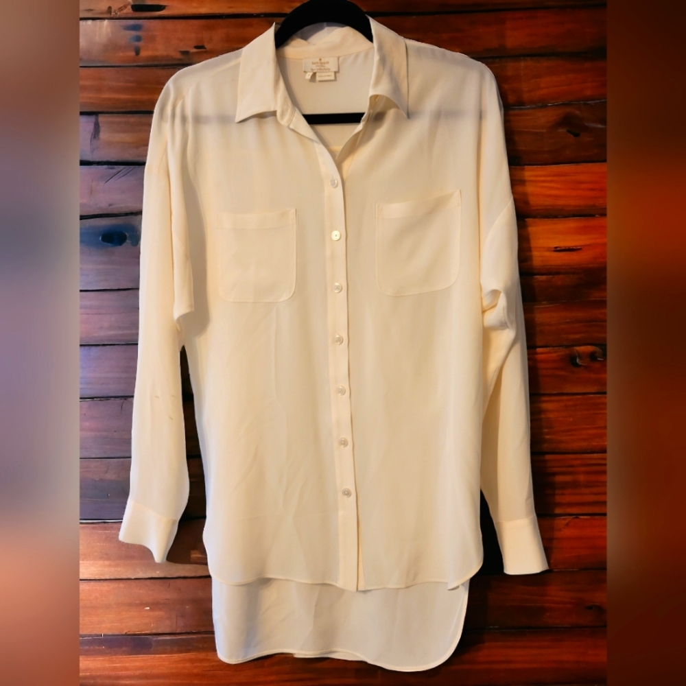 Kate Spade Ivory Silk Long Sleeve Blouse Size 4